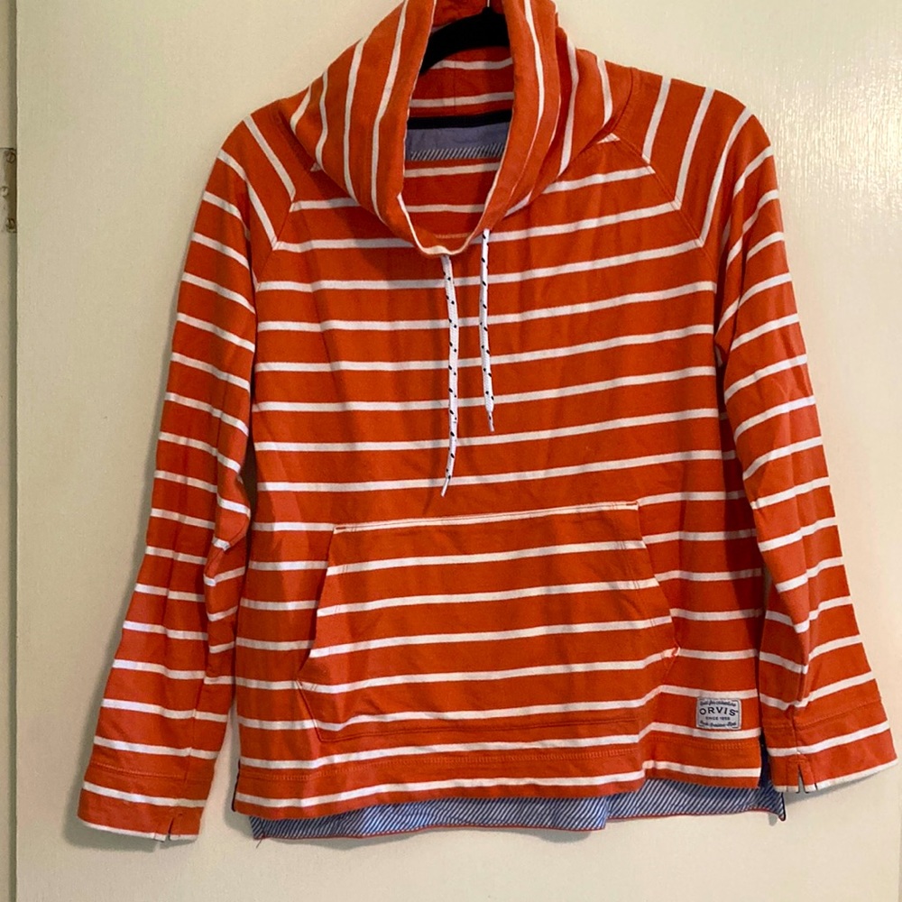 Orange and white striped top from Orvis. Size S, like new!